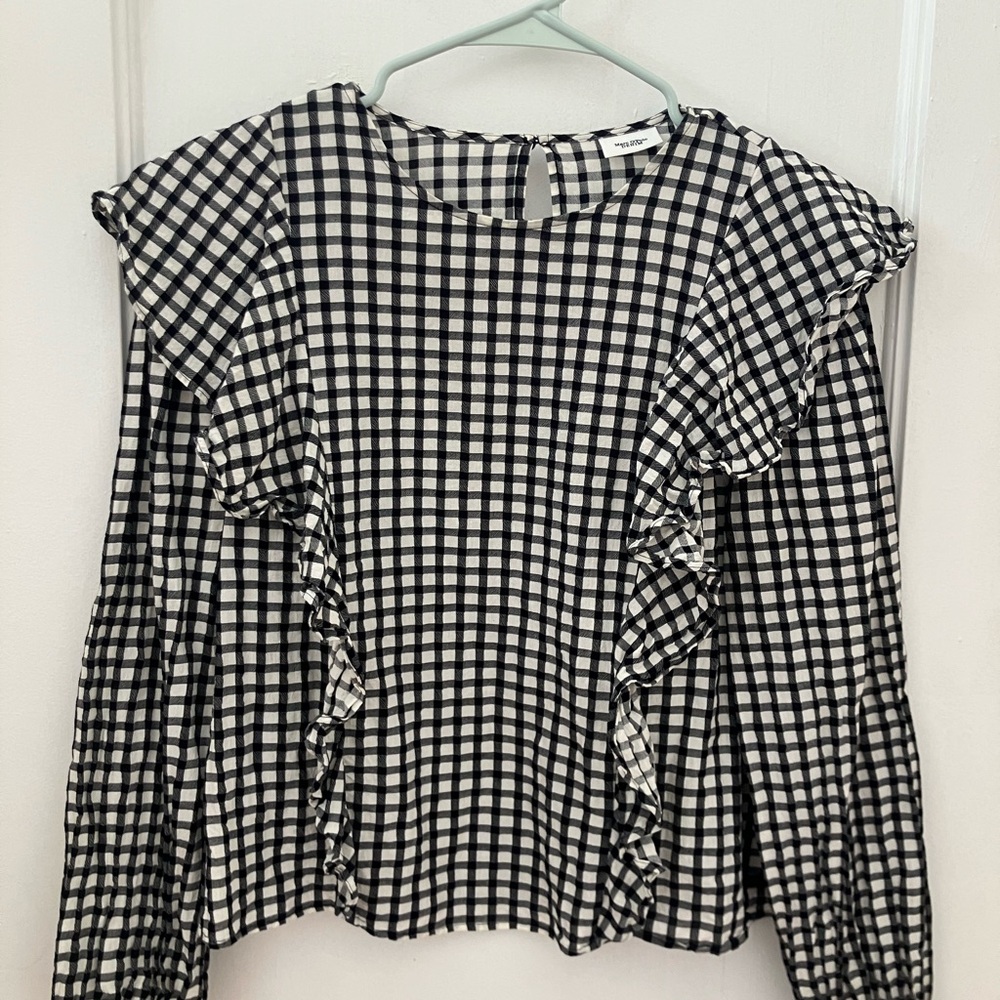 Marc O’Polo ruffled gingham blouse 100% cotton medium